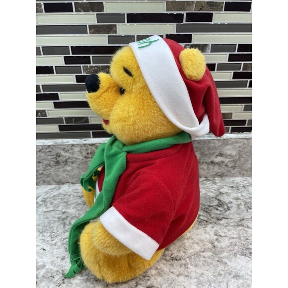 Vintage 1996 Mattel Winnie the Pooh Christmas Winter Plush Disney Hat Scarf 15" - Picture 3 of 7
